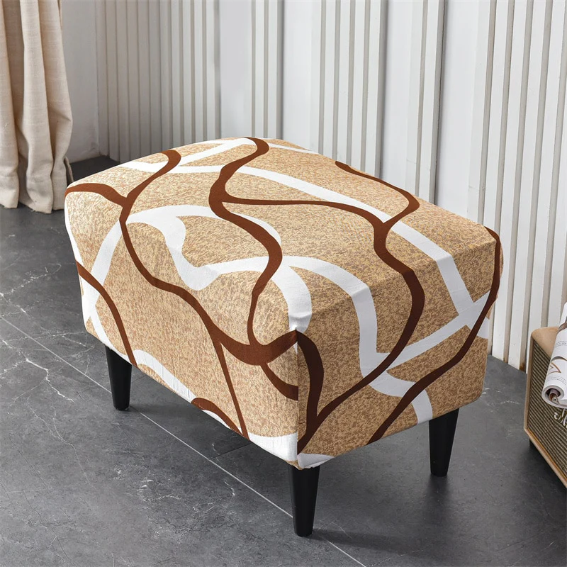 Printed Footstool Cover Stretch Spandex Wingback Sofa Cover Removable Footstool Case - Image 4