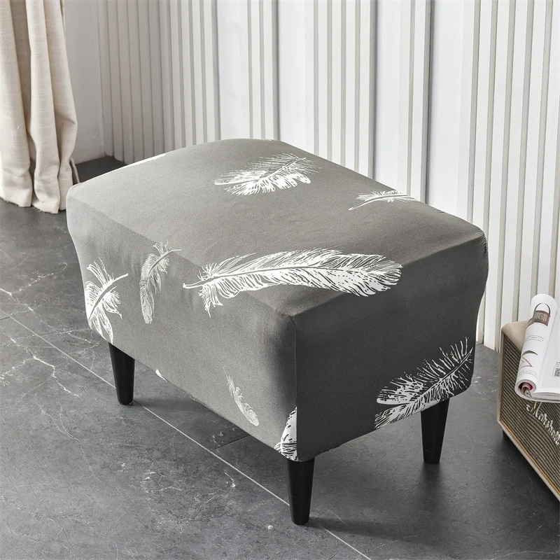 Printed Footstool Cover Stretch Spandex Wingback Sofa Cover Removable Footstool Case - Image 9