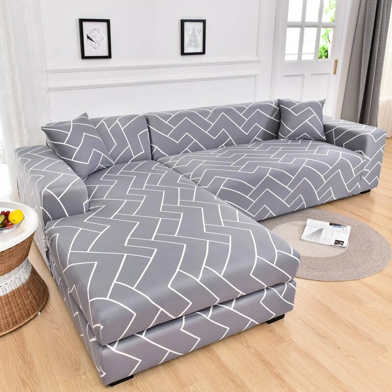 Printed L Shape Sofa Covers for Living Room L Shaped Sofa Protector Anti-dust Elastic Stretch Covers for Corner Sofa Cover - Image 13