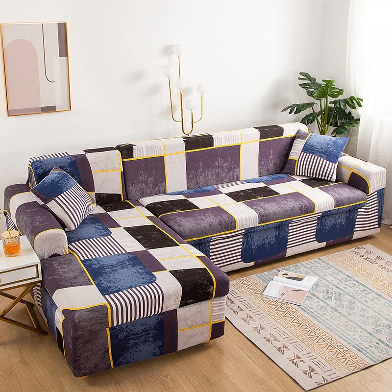 Printed L Shape Sofa Covers for Living Room L Shaped Sofa Protector Anti-dust Elastic Stretch Covers for Corner Sofa Cover - Image 14