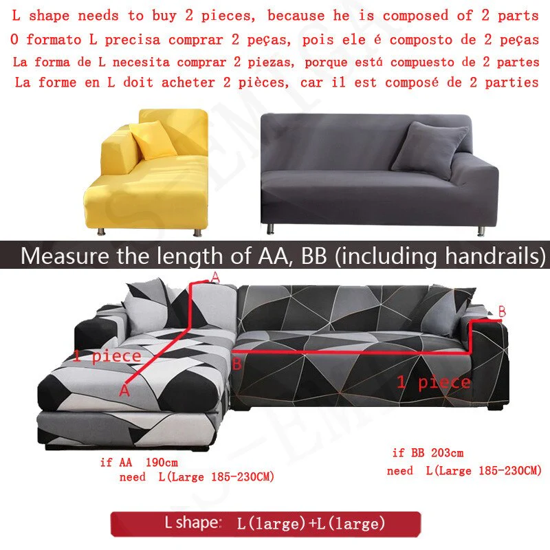 Printed L Shape Sofa Covers for Living Room L Shaped Sofa Protector Anti-dust Elastic Stretch Covers for Corner Sofa Cover - Image 3