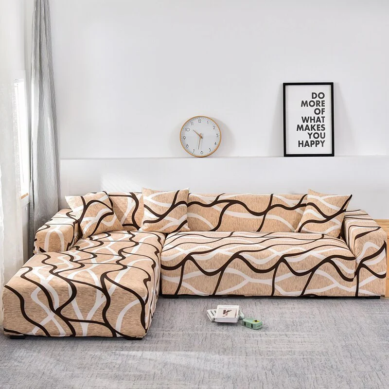 Printed Sofa Slipcover Square Pattern Couch Cover Elastic Sofa Cover for Corner Sofa Pets Chaselong Protector L shape Anti-dust Removeble - Image 11