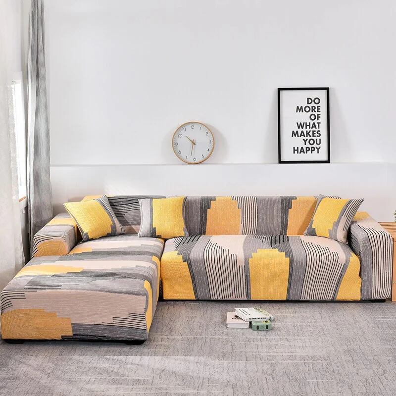 Printed Sofa Slipcover Square Pattern Couch Cover Elastic Sofa Cover for Corner Sofa Pets Chaselong Protector L shape Anti-dust Removeble - Image 12