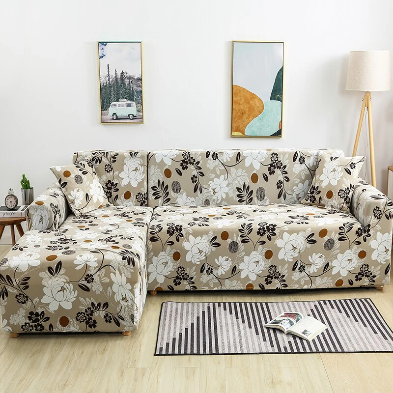 Printed Sofa Slipcover Square Pattern Couch Cover Elastic Sofa Cover for Corner Sofa Pets Chaselong Protector L shape Anti-dust Removeble - Image 14