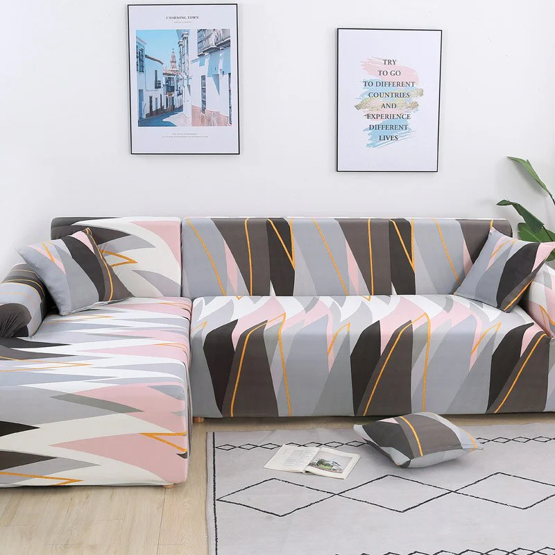 Printed Sofa Slipcover Square Pattern Couch Cover Elastic Sofa Cover for Corner Sofa Pets Chaselong Protector L shape Anti-dust Removeble - Image 20