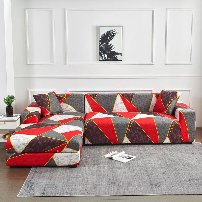 Printed Sofa Slipcover Square Pattern Couch Cover Elastic Sofa Cover for Corner Sofa Pets Chaselong Protector L shape Anti-dust Removeble - Image 27