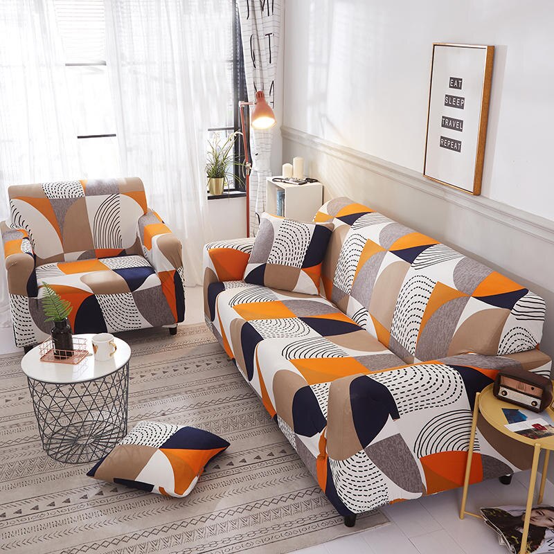 Printed Sofa Slipcover Square Pattern Couch Cover Elastic Sofa Cover for Corner Sofa Pets Chaselong Protector L shape Anti-dust Removeble - Image 5