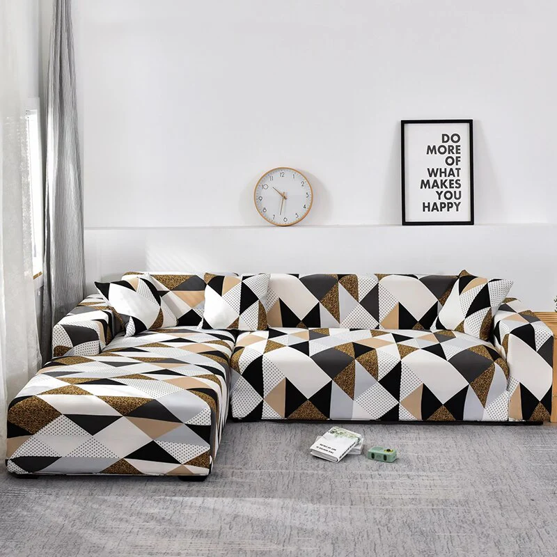 Printed Sofa Slipcover Square Pattern Couch Cover Elastic Sofa Cover for Corner Sofa Pets Chaselong Protector L shape Anti-dust Removeble - Image 7