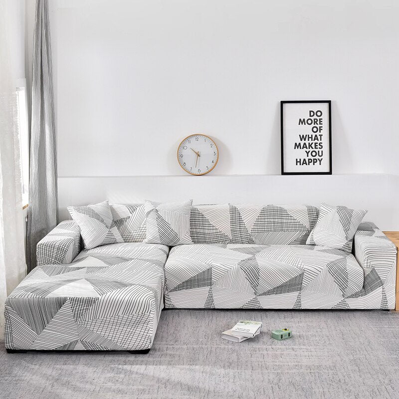 Printed Sofa Slipcover Square Pattern Couch Cover Elastic Sofa Cover for Corner Sofa Pets Chaselong Protector L shape Anti-dust Removeble - Image 9