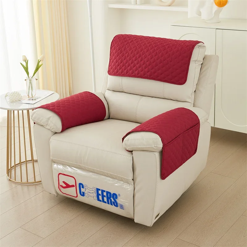 Quilted Recliner Chair Slipcover Mat Anti Slip Dogs Pet Kids Sofa Armrest Towel Cover Armchair Protector - Image 10