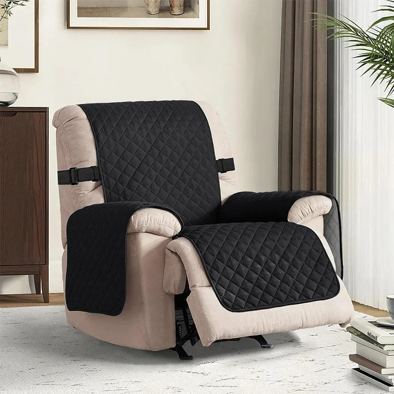 Recliner Chair Cover Solid Color Non-slip Pet Cat Seat Slipcover with Adjustable Strap Armchair Cover for Living Room - Image 9