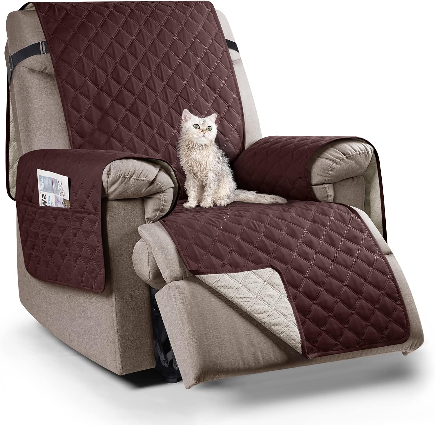 Recliner Sofa Covers Sofa Cover Waterproof Protector Chair Covers For Armchairs With Side Pocket - Image 12