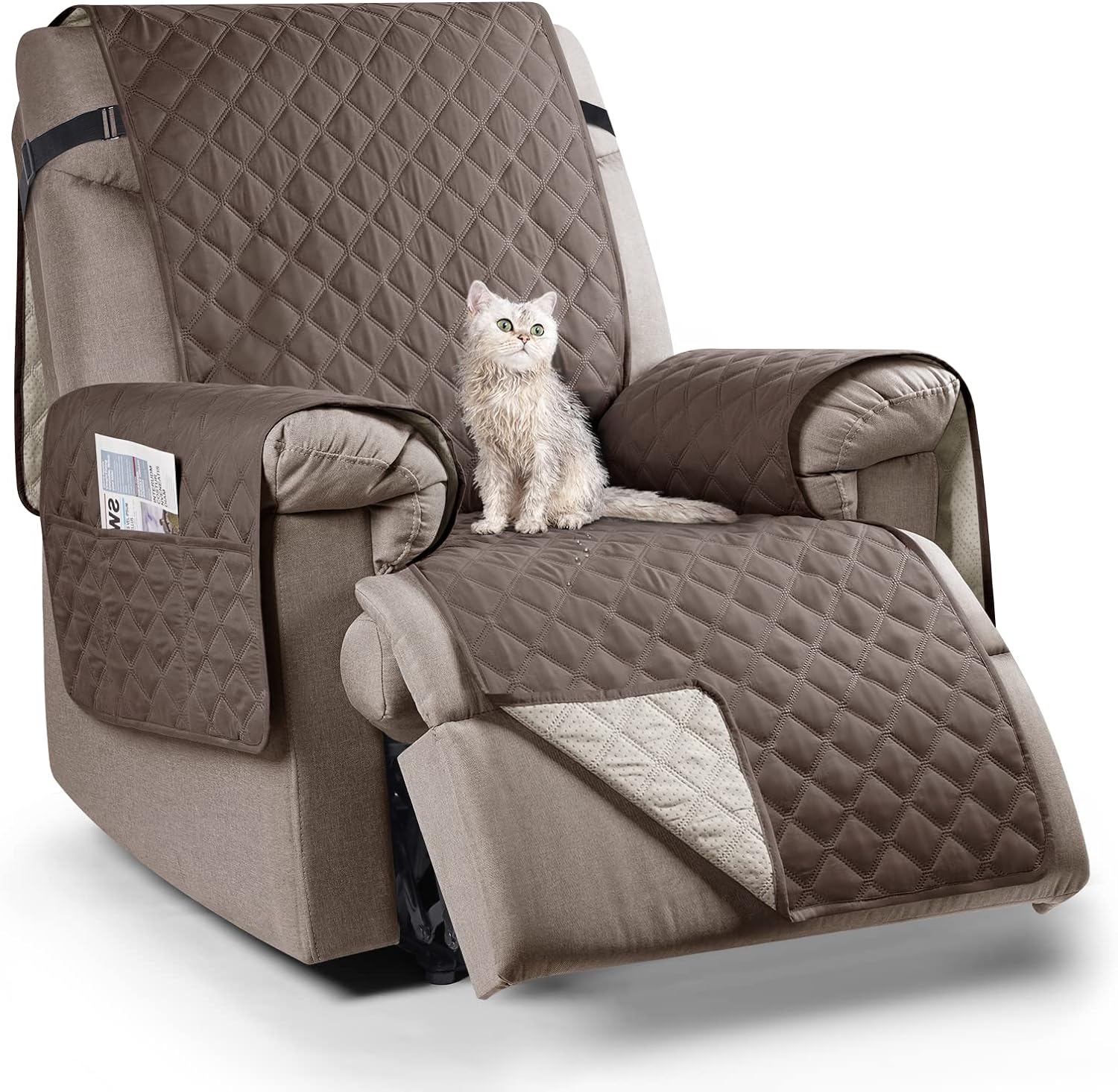 Recliner Sofa Covers Sofa Cover Waterproof Protector Chair Covers For Armchairs With Side Pocket - Image 13