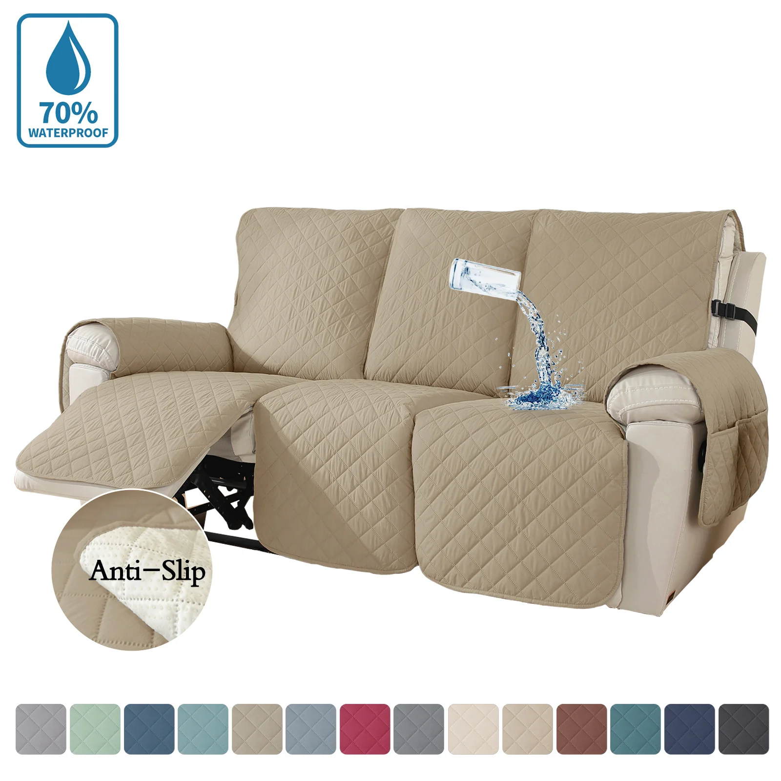 Recliner Sofa Covers Sofa Cover Waterproof Protector Chair Covers For Armchairs With Side Pocket - Image 15