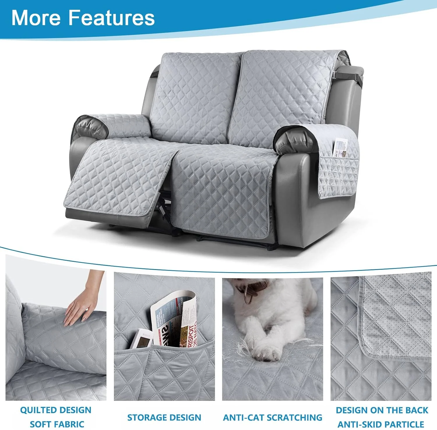 Recliner Sofa Covers Sofa Cover Waterproof Protector Chair Covers For Armchairs With Side Pocket - Image 4