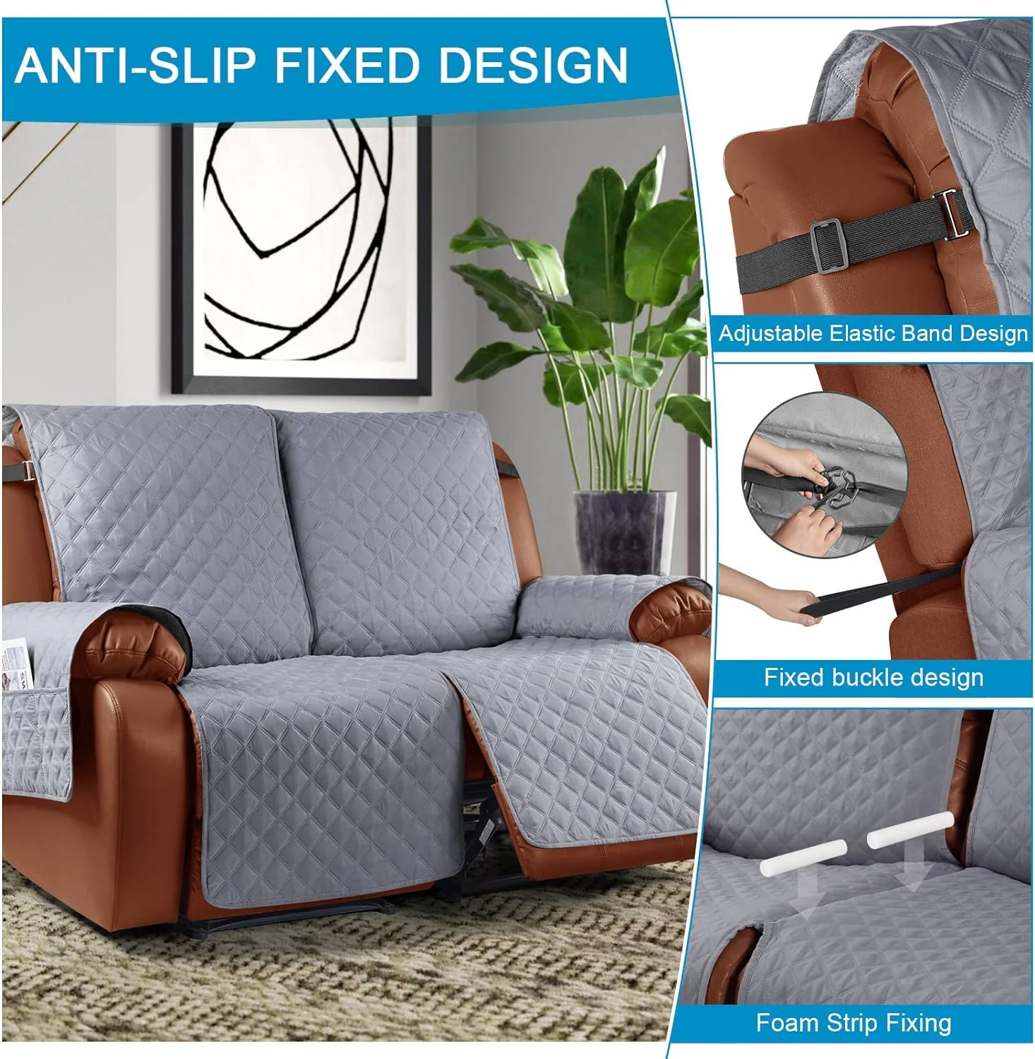 Recliner Sofa Covers Sofa Cover Waterproof Protector Chair Covers For Armchairs With Side Pocket - Image 5
