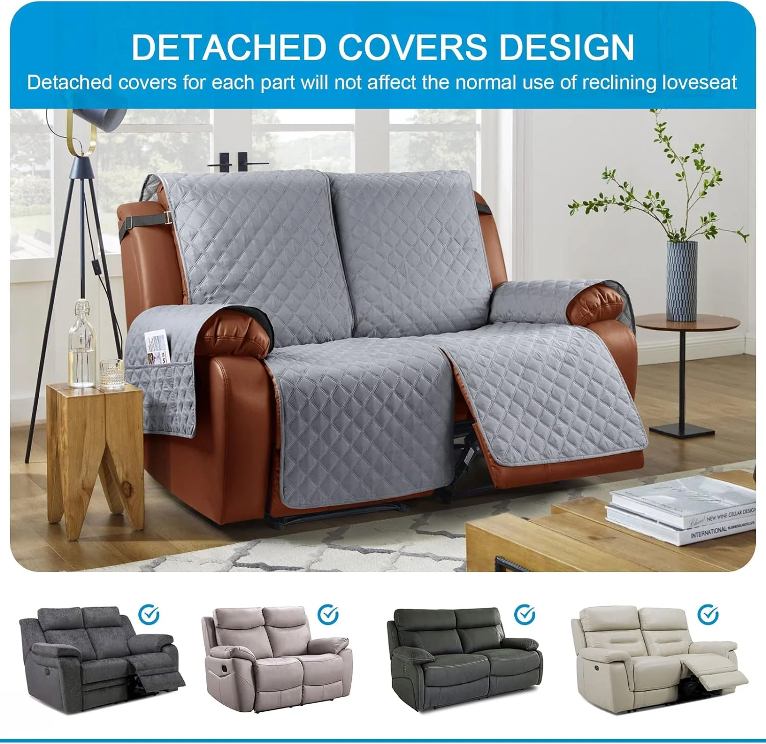 Recliner Sofa Covers Sofa Cover Waterproof Protector Chair Covers For Armchairs With Side Pocket - Image 6