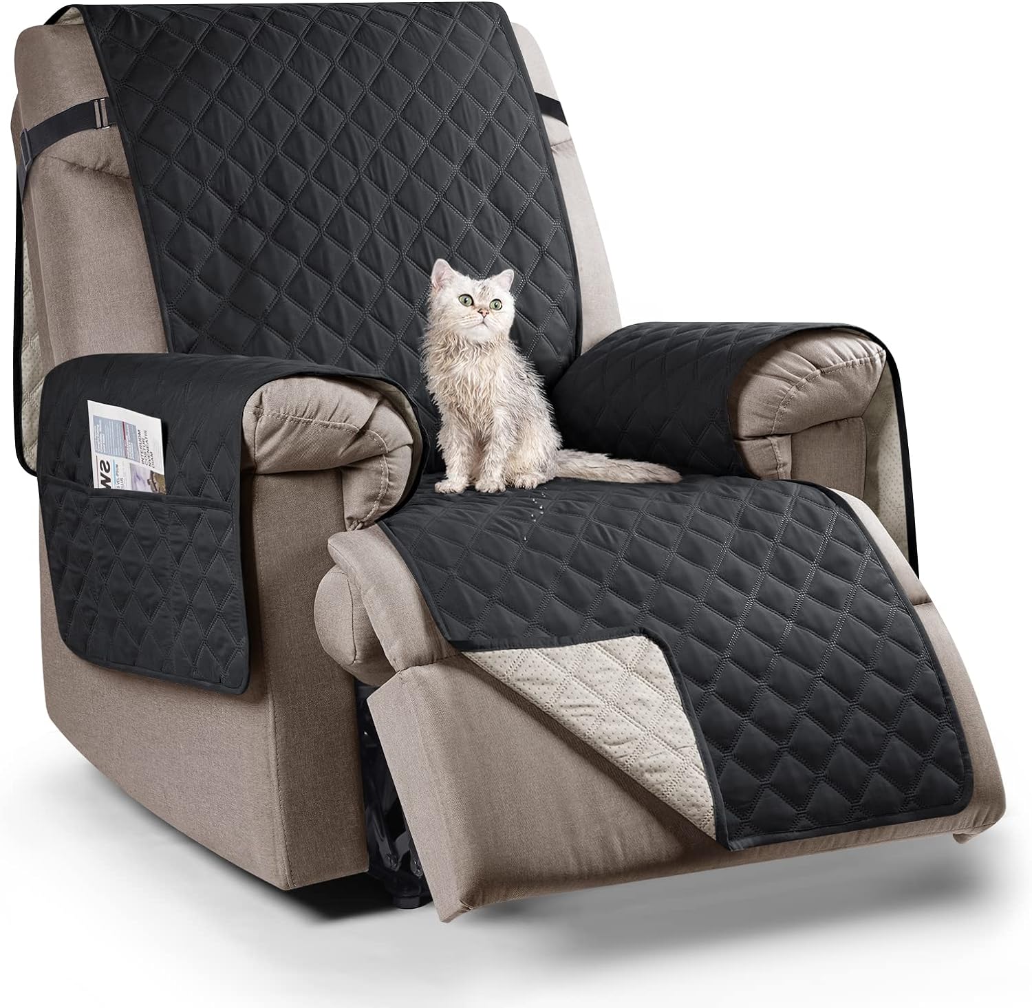 Recliner Sofa Covers Sofa Cover Waterproof Protector Chair Covers For Armchairs With Side Pocket - Image 7