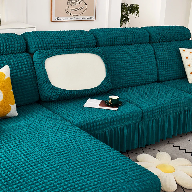 Seersucker Elastic Sofa Seat Cushion Covers for Living Room Stretch Sofa Covers Pets Kids Couch Slipcover Protector - Image 11