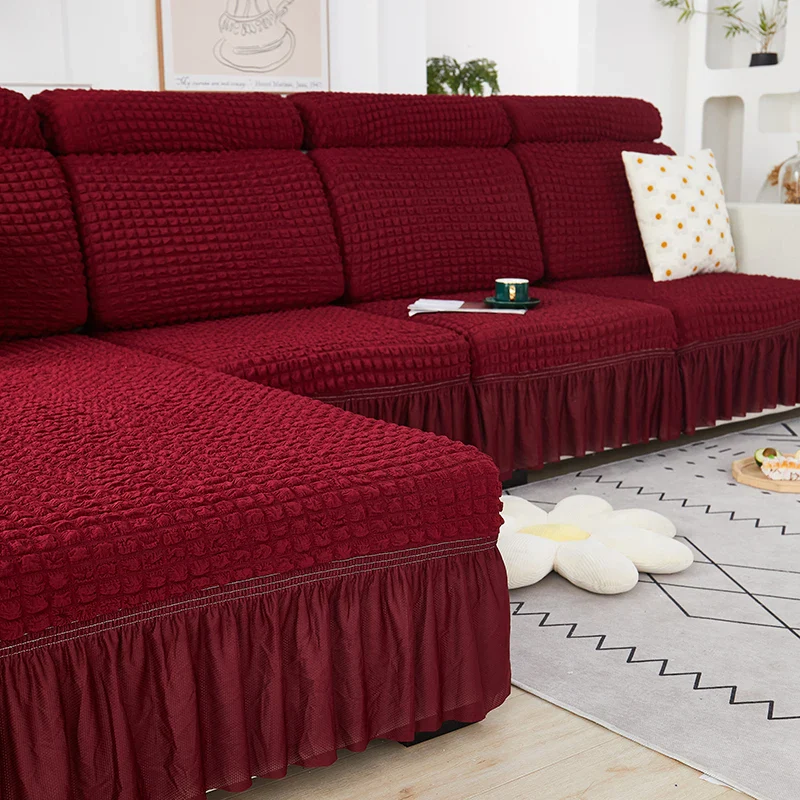 Seersucker Elastic Sofa Seat Cushion Covers for Living Room Stretch Sofa Covers Pets Kids Couch Slipcover Protector - Image 13