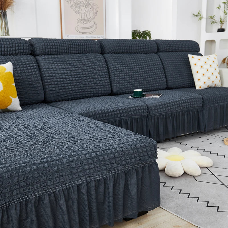 Seersucker Elastic Sofa Seat Cushion Covers for Living Room Stretch Sofa Covers Pets Kids Couch Slipcover Protector - Image 15