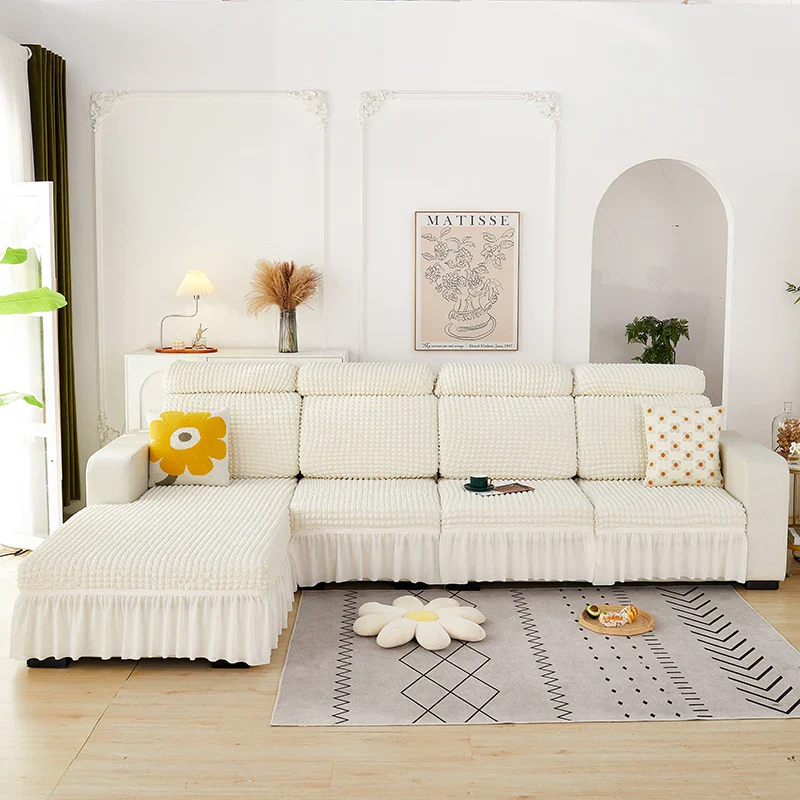 Seersucker Elastic Sofa Seat Cushion Covers for Living Room Stretch Sofa Covers Pets Kids Couch Slipcover Protector - Image 5