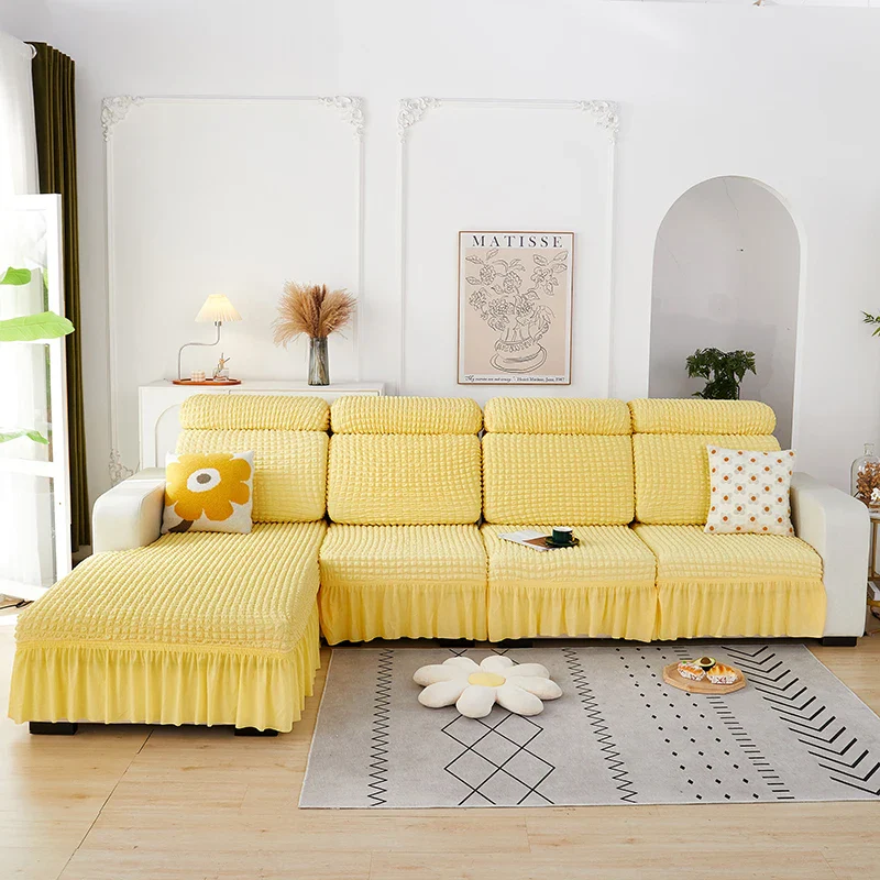 Seersucker Elastic Sofa Seat Cushion Covers for Living Room Stretch Sofa Covers Pets Kids Couch Slipcover Protector - Image 6