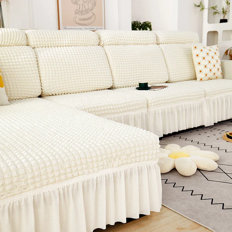 Seersucker Elastic Sofa Seat Cushion Covers for Living Room Stretch Sofa Covers Pets Kids Couch Slipcover Protector - Image 7
