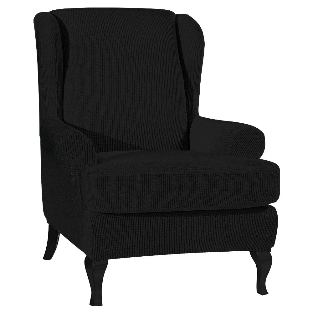 Sloping Arm Wing Back Chair Cover Elastic Armchair Wingback Chair Wing Back Chair Cover Stretch Protector SlipCover Protector King Back Chair Covers - Image 7