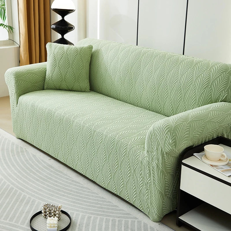 Solid Color Jacquard Fabric 1/2/3/4 Seat Full Coverage Sofa Covers Dustproof Universal Cover L Shape Sofa Cover - Image 10
