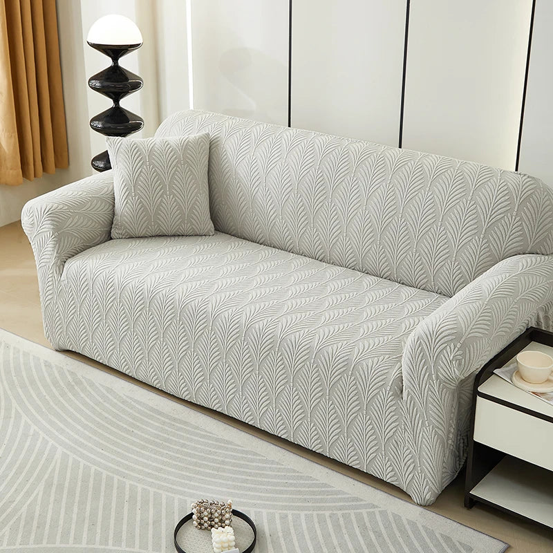 Solid Color Jacquard Fabric 1/2/3/4 Seat Full Coverage Sofa Covers Dustproof Universal Cover L Shape Sofa Cover - Image 11