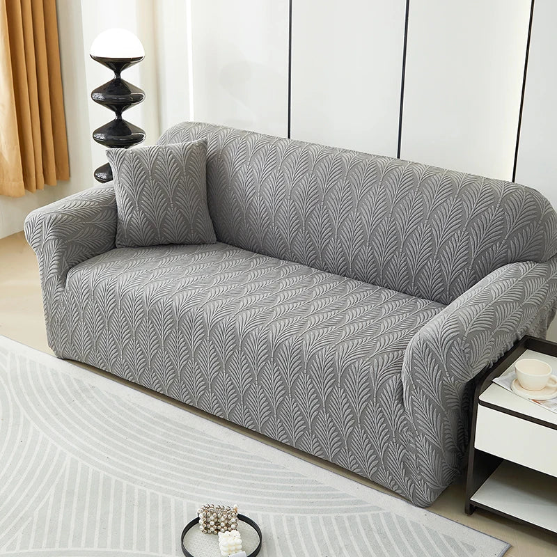 Solid Color Jacquard Fabric 1/2/3/4 Seat Full Coverage Sofa Covers Dustproof Universal Cover L Shape Sofa Cover - Image 12