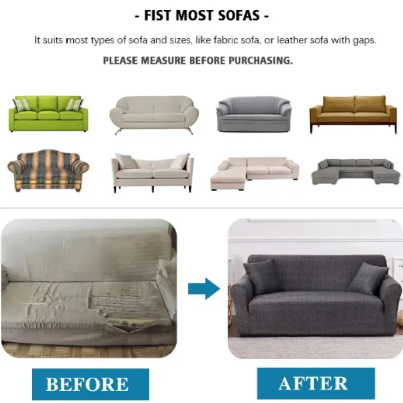 Solid Color Jacquard Fabric 1/2/3/4 Seat Full Coverage Sofa Covers Dustproof Universal Cover L Shape Sofa Cover - Image 5