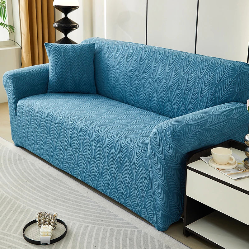 Solid Color Jacquard Fabric 1/2/3/4 Seat Full Coverage Sofa Covers Dustproof Universal Cover L Shape Sofa Cover - Image 8