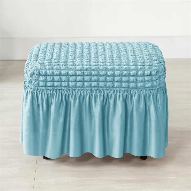 Solid Color Seersucker Stool Cover Stretch Footstool Skirt Slipcover Footstool Cover Elastic All-inclusive Footrest Covers Hogar - Image 15