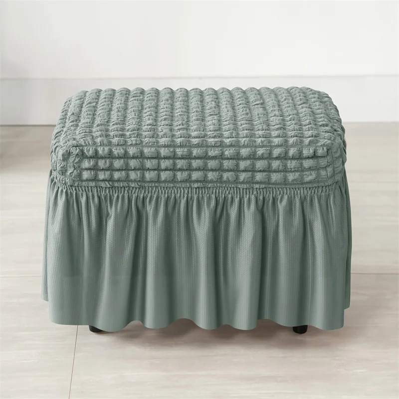 Solid Color Seersucker Stool Cover Stretch Footstool Skirt Slipcover Footstool Cover Elastic All-inclusive Footrest Covers Hogar - Image 17
