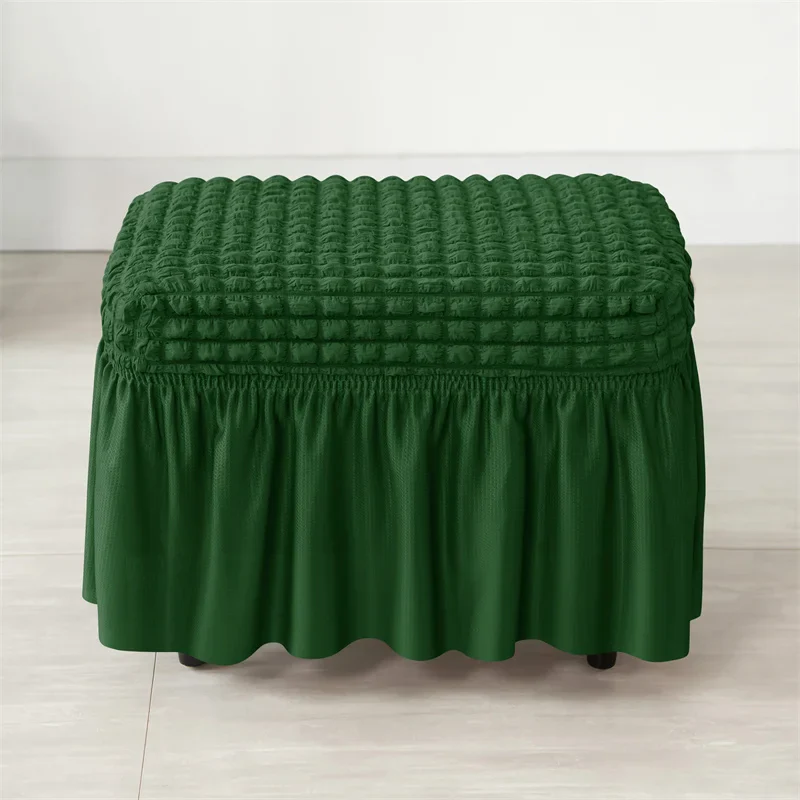 Solid Color Seersucker Stool Cover Stretch Footstool Skirt Slipcover Footstool Cover Elastic All-inclusive Footrest Covers Hogar - Image 19