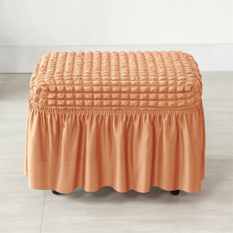 Solid Color Seersucker Stool Cover Stretch Footstool Skirt Slipcover Footstool Cover Elastic All-inclusive Footrest Covers Hogar - Image 20
