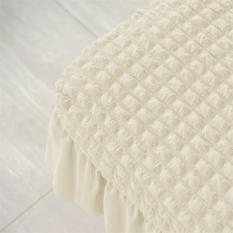 Solid Color Seersucker Stool Cover Stretch Footstool Skirt Slipcover Footstool Cover Elastic All-inclusive Footrest Covers Hogar - Image 4