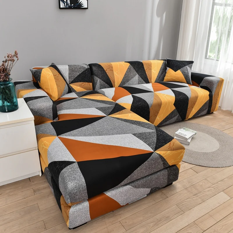 Square Lattice Printed L Shape Sofa Covers Sofa Protector Printed Elastic Sretch Covers Anti-dust Elastic Stretch Covers for Corner Sofa Cover - Image 20