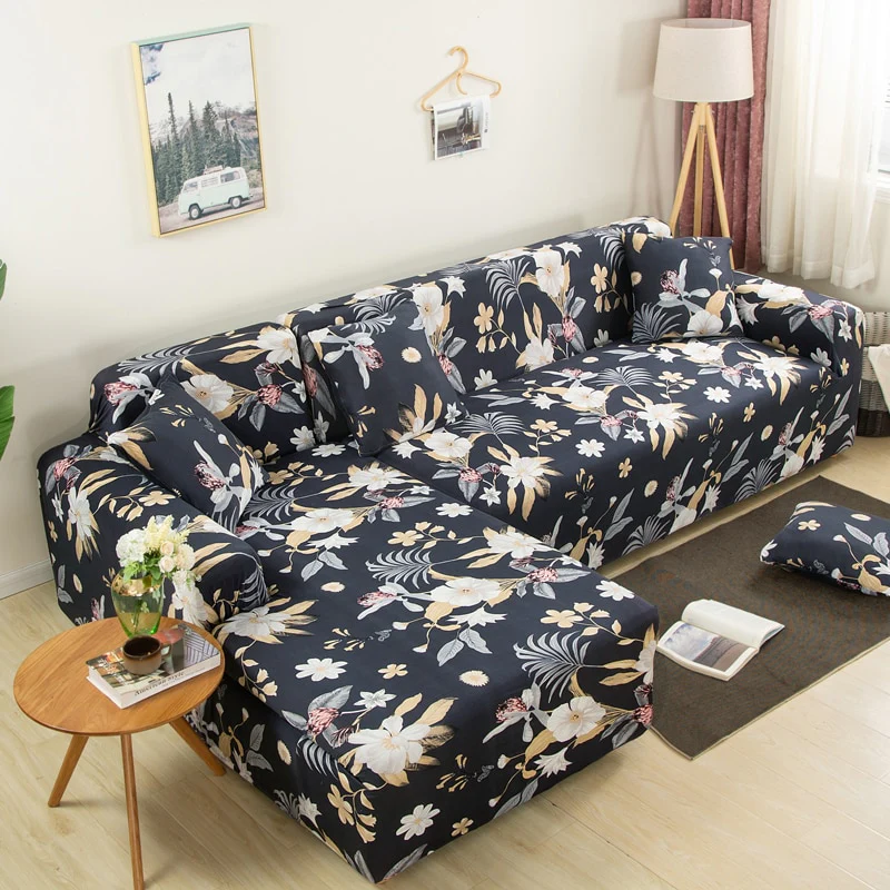 Square Lattice Printed L Shape Sofa Covers Sofa Protector Printed Elastic Sretch Covers Anti-dust Elastic Stretch Covers for Corner Sofa Cover - Image 21