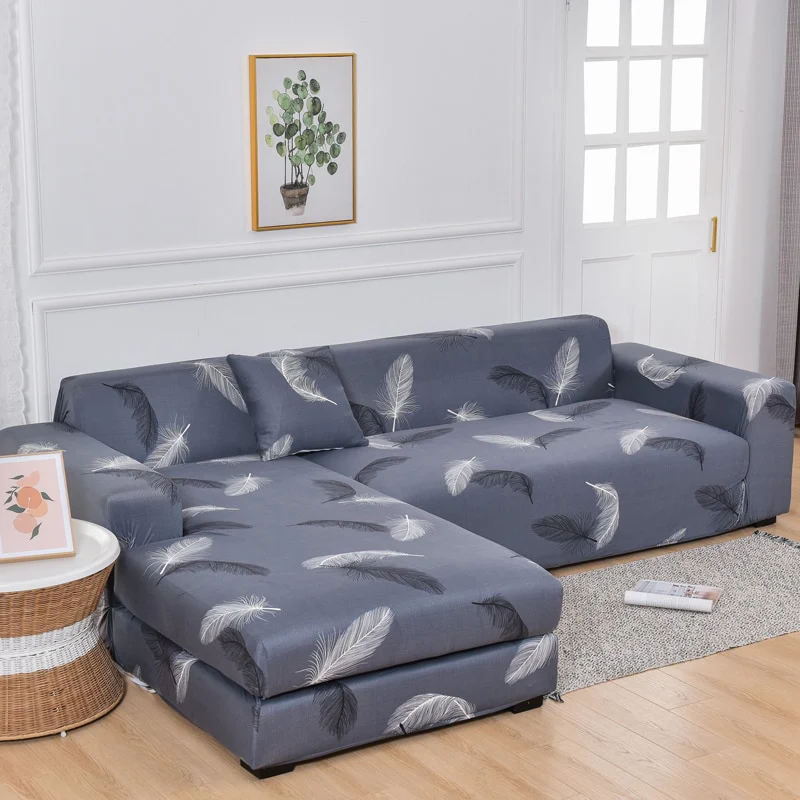 Square Lattice Printed L Shape Sofa Covers Sofa Protector Printed Elastic Sretch Covers Anti-dust Elastic Stretch Covers for Corner Sofa Cover - Image 25