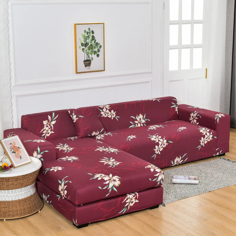 Square Lattice Printed L Shape Sofa Covers Sofa Protector Printed Elastic Sretch Covers Anti-dust Elastic Stretch Covers for Corner Sofa Cover - Image 30