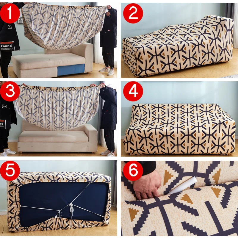 Square Lattice Printed L Shape Sofa Covers Sofa Protector Printed Elastic Sretch Covers Anti-dust Elastic Stretch Covers for Corner Sofa Cover - Image 6