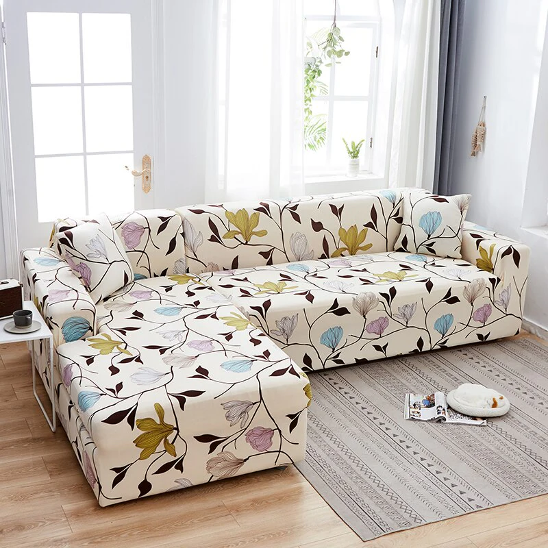 Square Printed L-shape Chaise Longue Slipcovers Sofa Covers for Living Room Sofa Protector Anti-dust Elastic Stretch Covers for Corner Sofa - Image 12