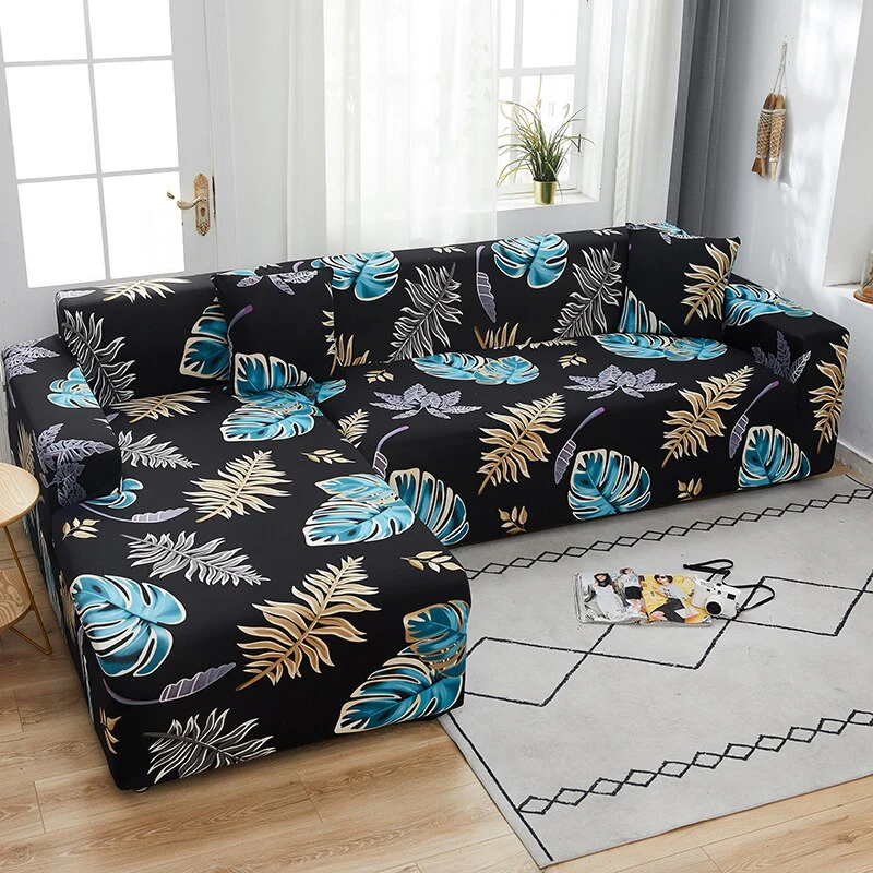 Square Printed L-shape Chaise Longue Slipcovers Sofa Covers for Living Room Sofa Protector Anti-dust Elastic Stretch Covers for Corner Sofa - Image 15