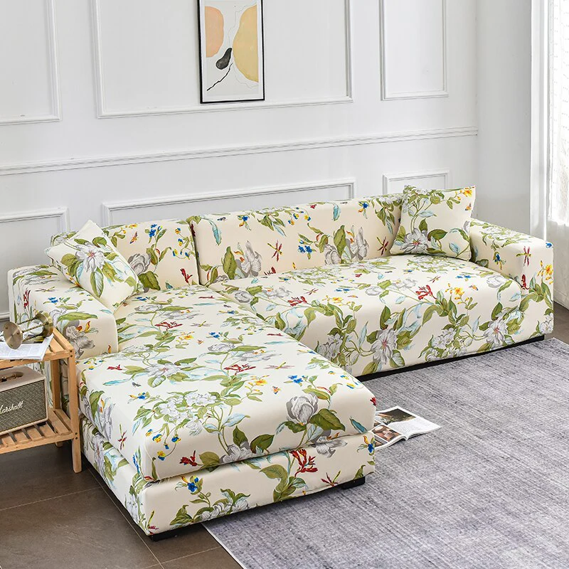 Square Printed L-shape Chaise Longue Slipcovers Sofa Covers for Living Room Sofa Protector Anti-dust Elastic Stretch Covers for Corner Sofa - Image 16