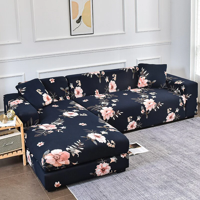 Square Printed L-shape Chaise Longue Slipcovers Sofa Covers for Living Room Sofa Protector Anti-dust Elastic Stretch Covers for Corner Sofa - Image 17