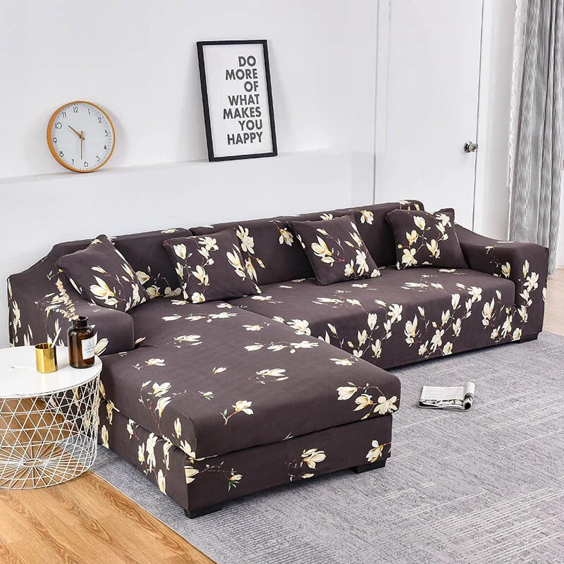 Square Printed L-shape Chaise Longue Slipcovers Sofa Covers for Living Room Sofa Protector Anti-dust Elastic Stretch Covers for Corner Sofa - Image 18