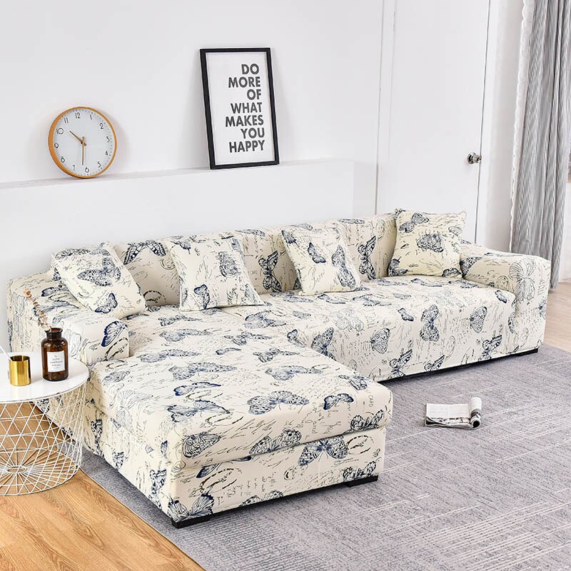Square Printed L-shape Chaise Longue Slipcovers Sofa Covers for Living Room Sofa Protector Anti-dust Elastic Stretch Covers for Corner Sofa - Image 19